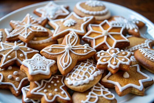 A selection of different sized iced christmas cookied