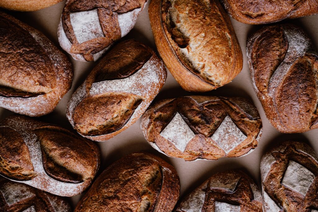 Photo of sourdough bread from above