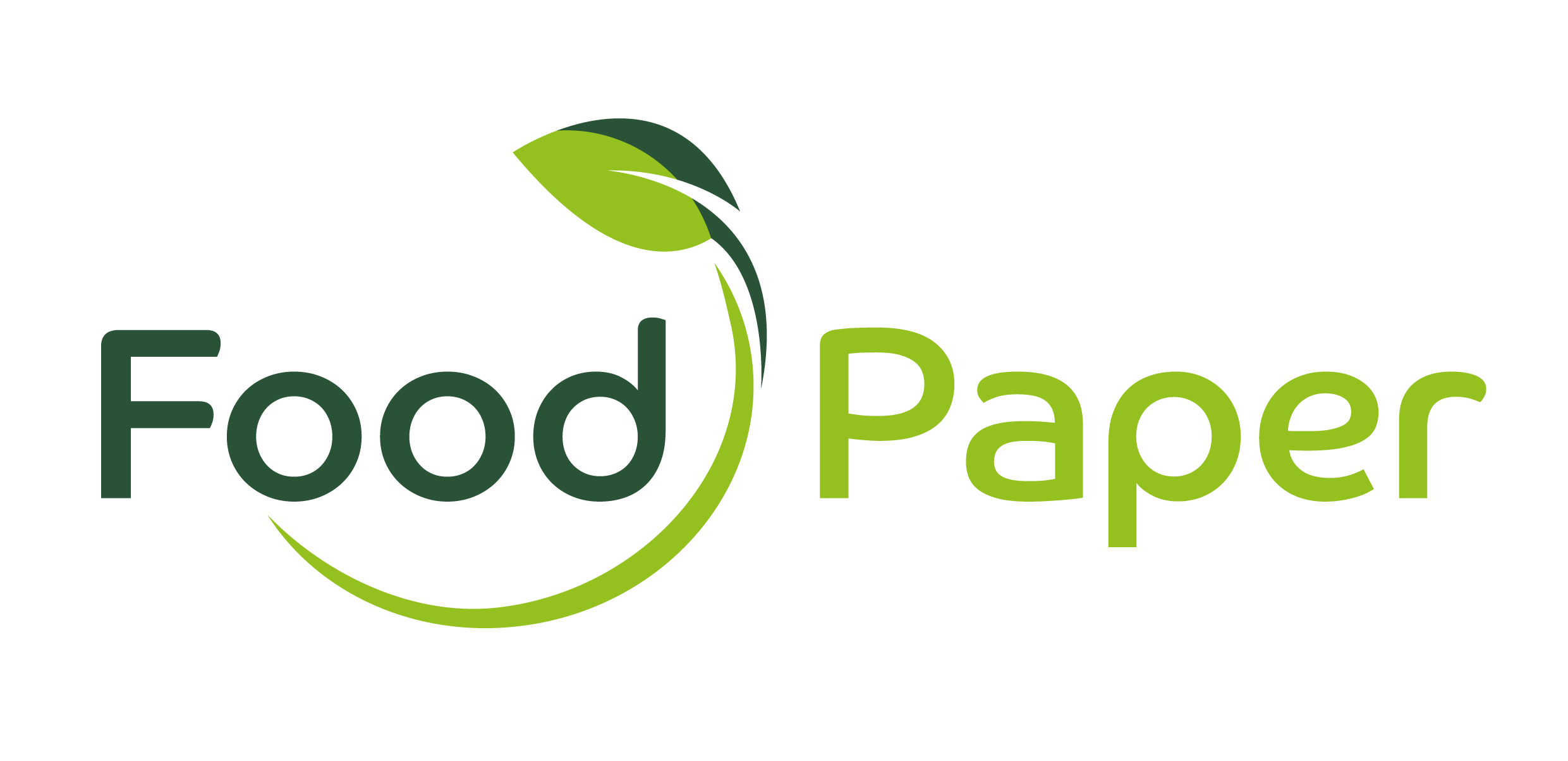 Food Paper logo in green and grey with stylised lettering.